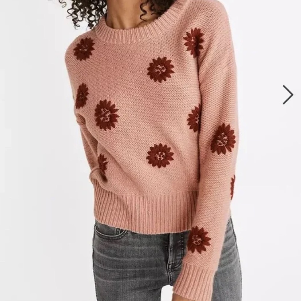 Madewell Flower Embroidered Sweater